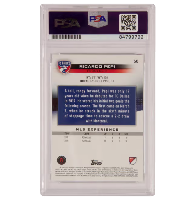 Ricardo Pepi Signed 2021 Topps MLS FC Dallas #50 – PSA Authentic